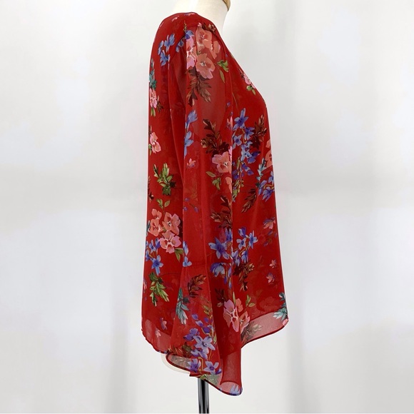 Cabi Devoted Blouse # 3590, Watercolour Floral Print 3/4 Bell Sleeve Top, Small - Picture 10 of 16